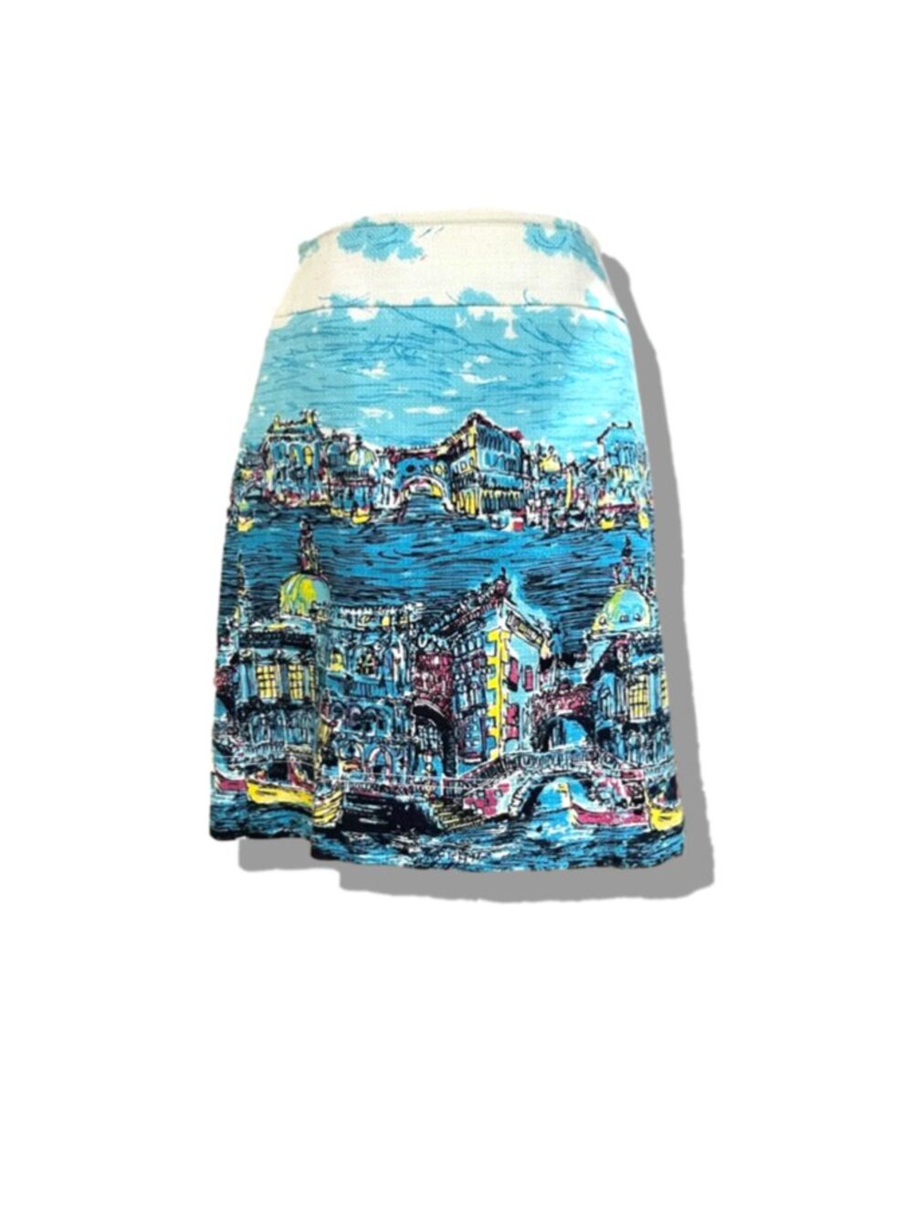 Souvenir Print Venetian A-Line Midi Skirt